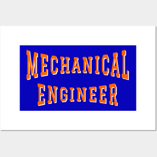 Mechanical Engineer in Orange Color Text Posters and Art